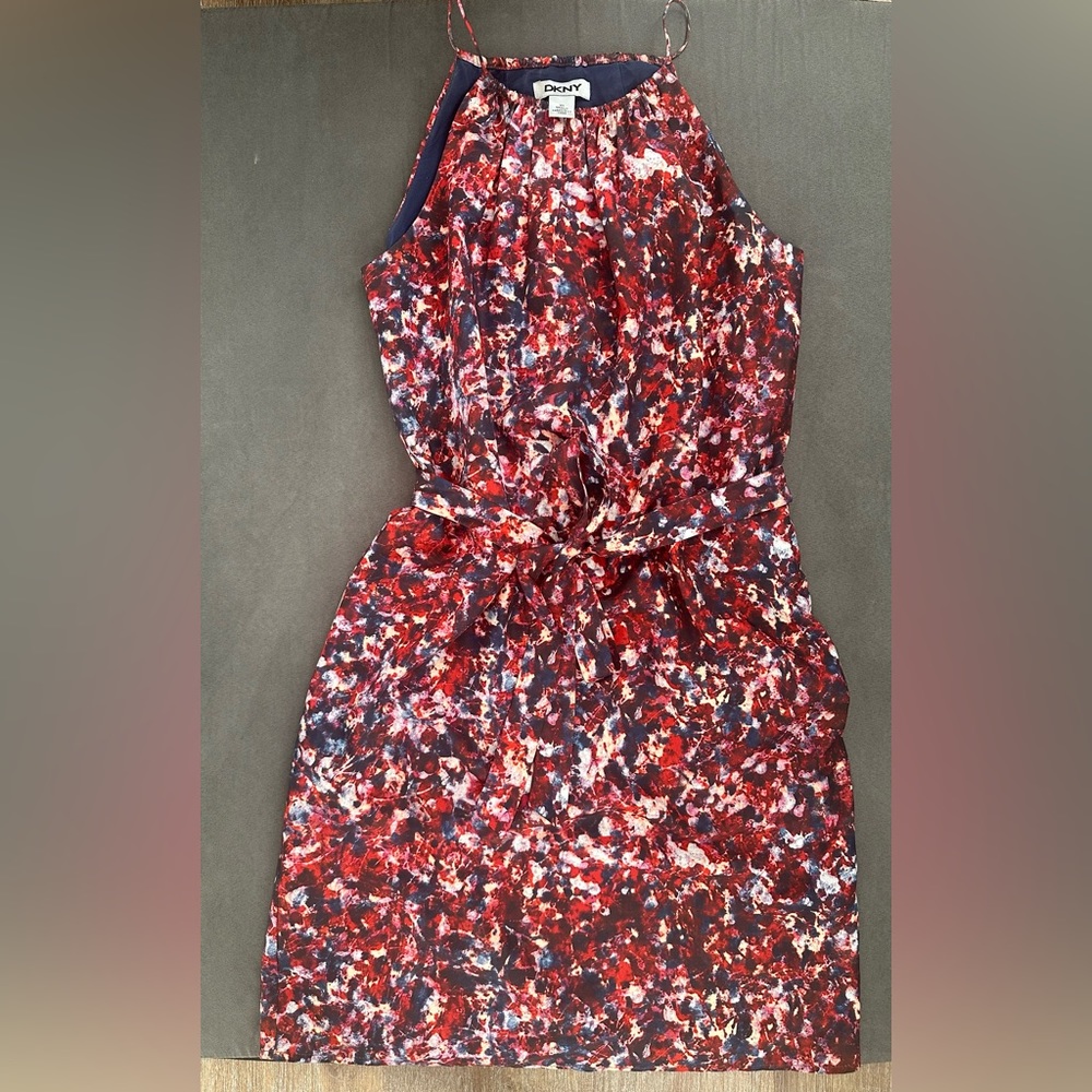 DKNY Women’s halter knee length dress with waist tie in XS size